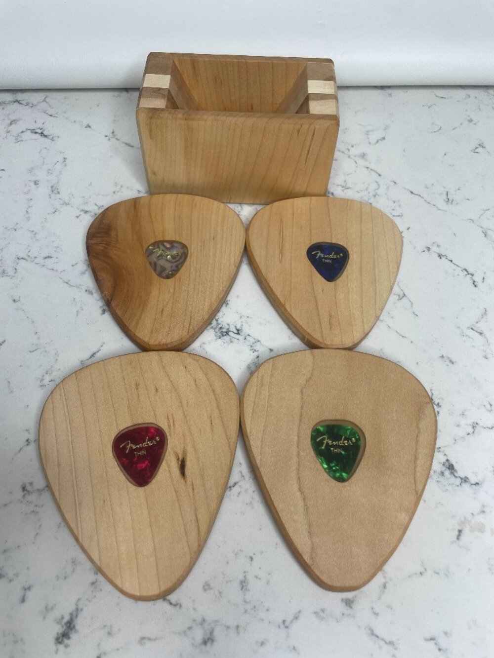 Hard Maple Fender Guitar Pick Wooden Coasters